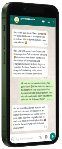 WhatsApp-Gruppe des gründungs.centers Mock Up
